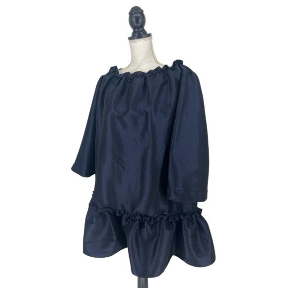 Kika Vargas Silk Chiara Day Dress in Navy - Picture 5 of 12